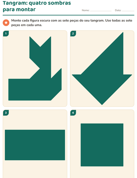 Tangram: quatro sombras para montar com as sete peças