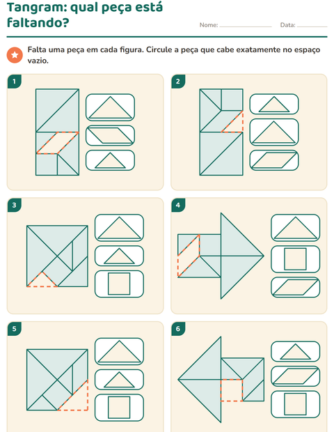 Pré-visualização da ficha de Tangram para 1º ano do ensino fundamental