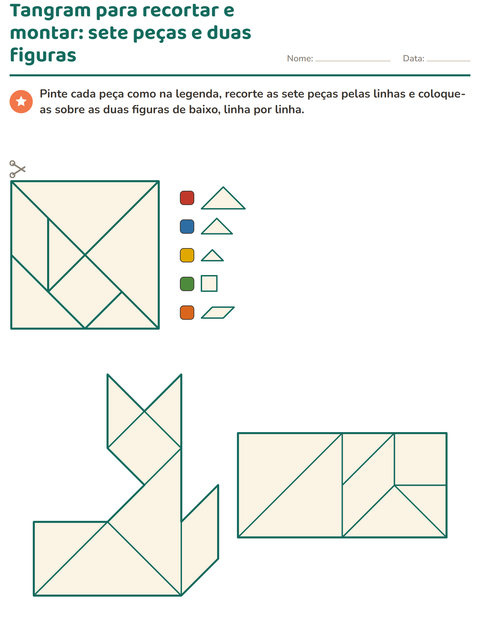 Prévia: Tangram: sete peças para recortar e duas figuras para montar