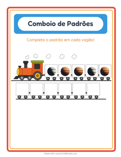 Pré-visualização da ficha de Trem De Padrões com Espaço para Educação infantil (pré-escola, 5-7 anos)