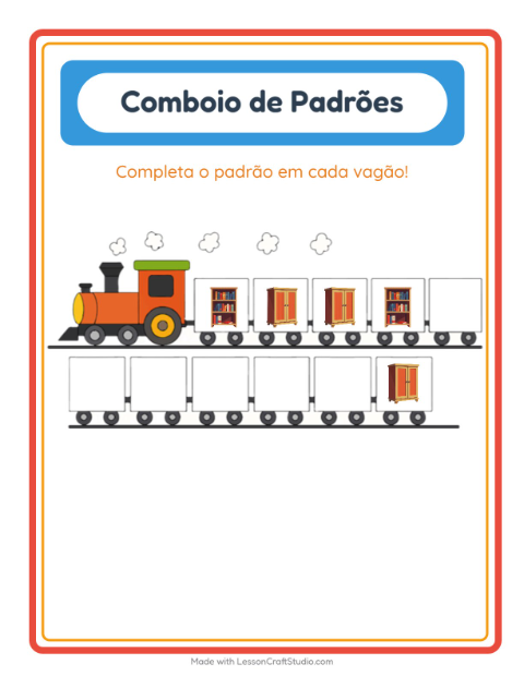 Pré-visualização da ficha de Trem De Padrões com Móveis para Educação infantil (pré-escola, 5-7 anos)