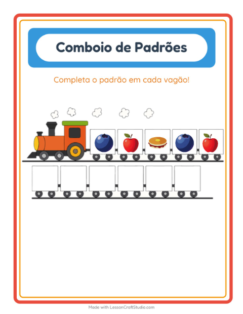 Pré-visualização da ficha de Trem De Padrões com Café da manhã para Educação infantil (pré-escola, 5-7 anos)