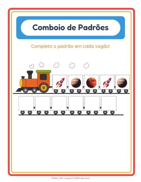 Pré-visualização da ficha de Trem De Padrões com Espaço para Educação infantil (pré-escola, 5-7 anos)