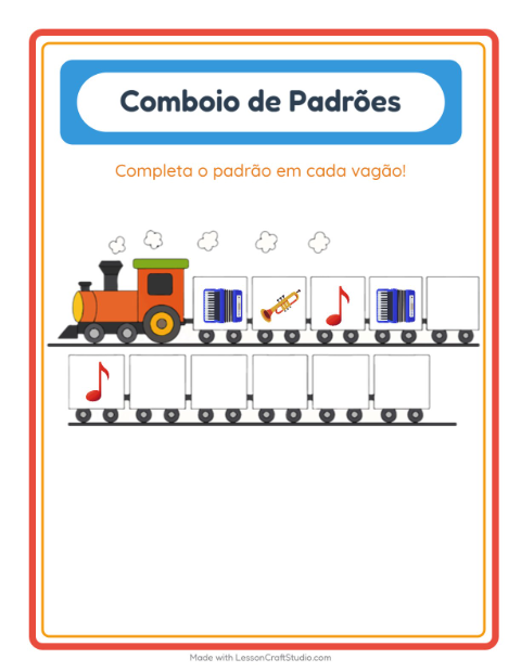Pré-visualização da ficha de Trem De Padrões com Música para Educação infantil (pré-escola, 5-7 anos)