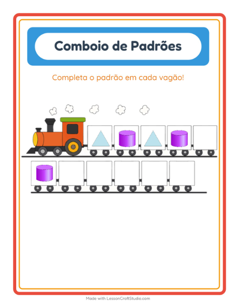 Pré-visualização da ficha de Trem De Padrões com Formas para Educação infantil (pré-escola, 5-7 anos)