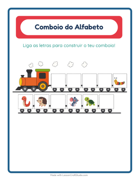 Pré-visualização da ficha de Trem Do Alfabeto com Criaturas da floresta para Educação infantil (creche, 3-5 anos)