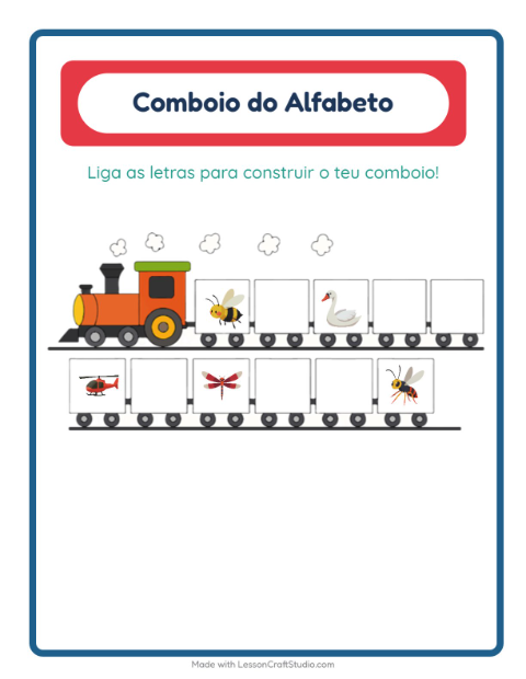 Pré-visualização da ficha de Trem Do Alfabeto com Coisas que voam para Educação infantil (creche, 3-5 anos)