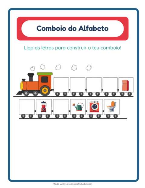 Pré-visualização da ficha de Trem Do Alfabeto com Pela casa para Educação infantil (creche, 3-5 anos)