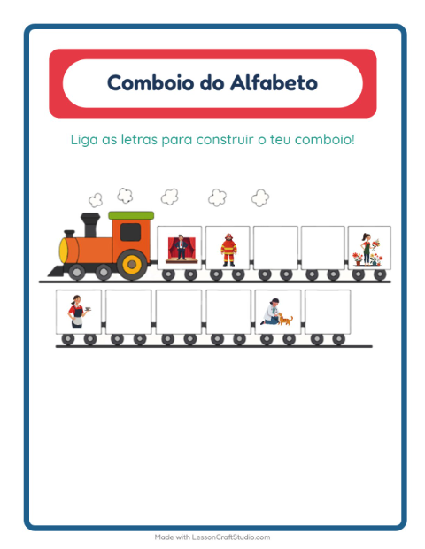 Pré-visualização da ficha de Trem Do Alfabeto com Profissões para Educação infantil (creche, 3-5 anos)