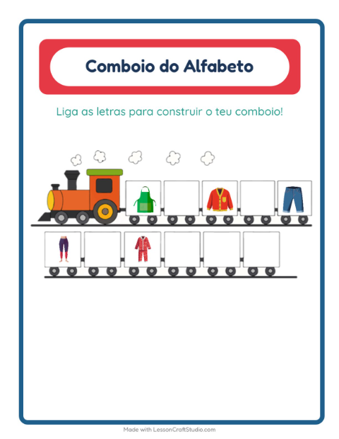 Pré-visualização da ficha de Trem Do Alfabeto com Roupas para Educação infantil (creche, 3-5 anos)