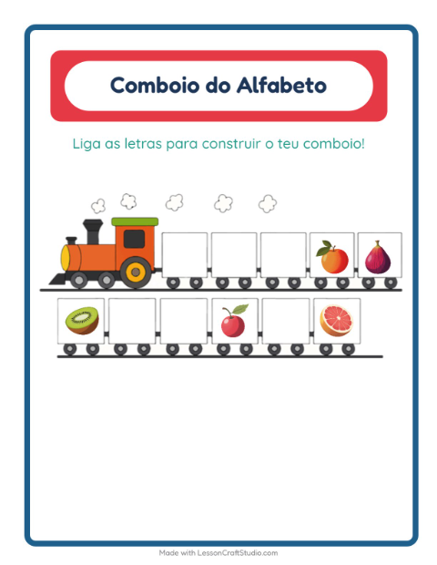 Pré-visualização da ficha de Trem Do Alfabeto com Frutas para Educação infantil (creche, 3-5 anos)
