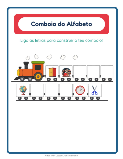Pré-visualização da ficha de Trem Do Alfabeto com Sala de aula para Educação infantil (creche, 3-5 anos)