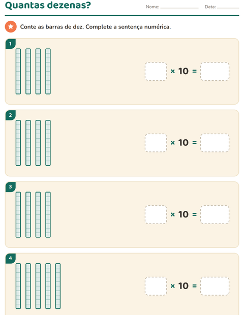 Pré-visualização da ficha de Valor posicional para 1º ano do ensino fundamental
