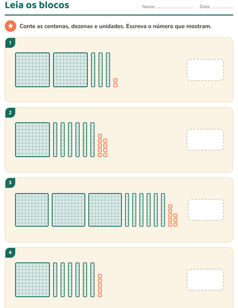 Pré-visualização da ficha de Valor posicional para 2º ano do ensino fundamental