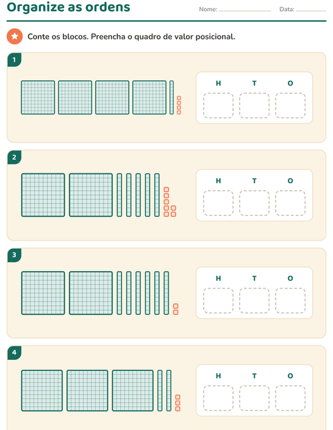 Pré-visualização da ficha de Valor posicional para 2º ano do ensino fundamental