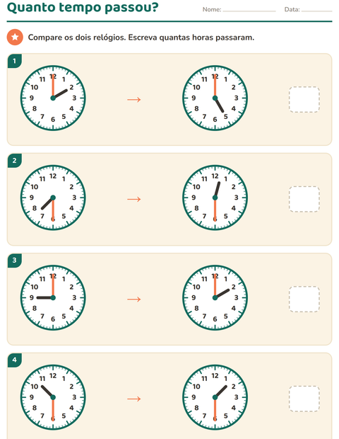 Pré-visualização da ficha de Ver as horas para 3º ano do ensino fundamental