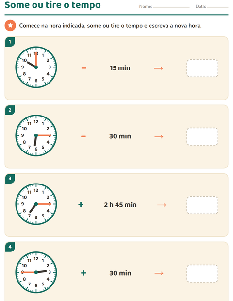 Pré-visualização da ficha de Ver as horas para 3º ano do ensino fundamental