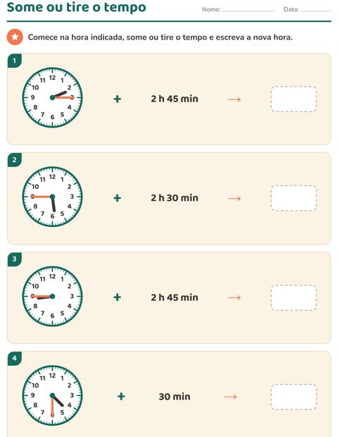 Pré-visualização da ficha de Ver as horas para 3º ano do ensino fundamental