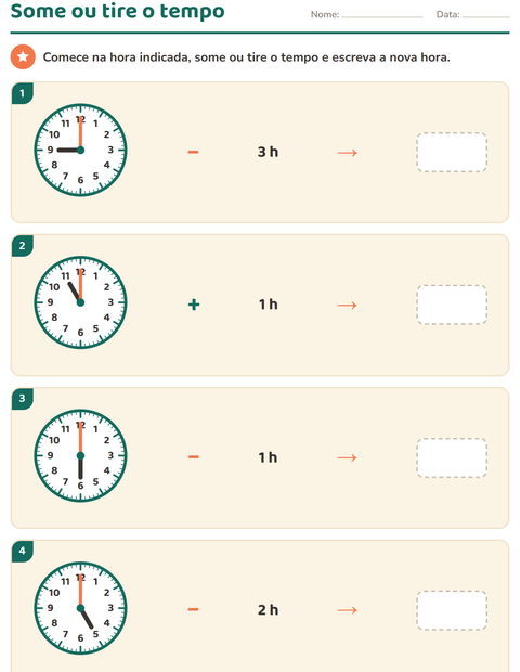 Pré-visualização da ficha de Ver as horas para 3º ano do ensino fundamental