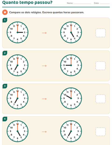 Pré-visualização da ficha de Ver as horas para 3º ano do ensino fundamental