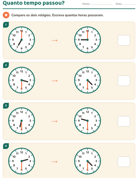 Pré-visualização da ficha de Ver as horas para 3º ano do ensino fundamental