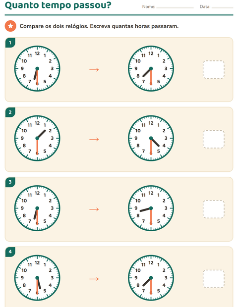 Pré-visualização da ficha de Ver as horas para 3º ano do ensino fundamental