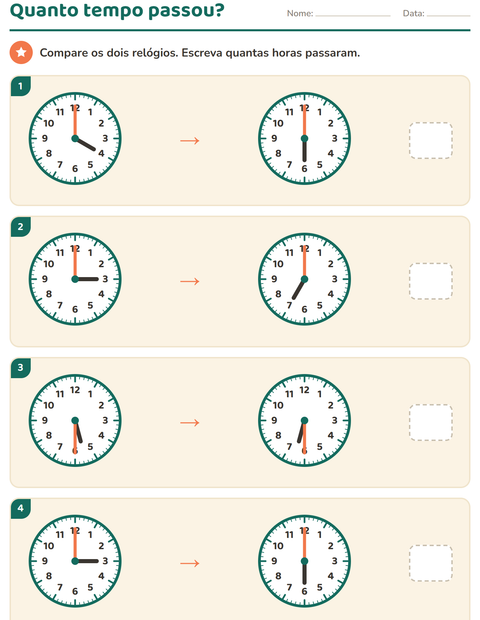 Pré-visualização da ficha de Ver as horas para 3º ano do ensino fundamental