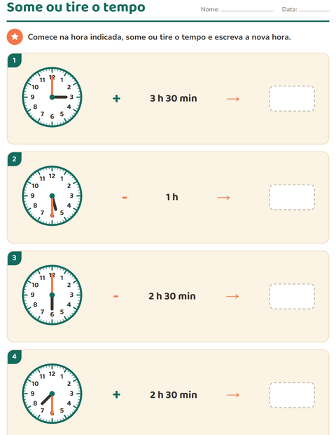 Pré-visualização da ficha de Ver as horas para 3º ano do ensino fundamental