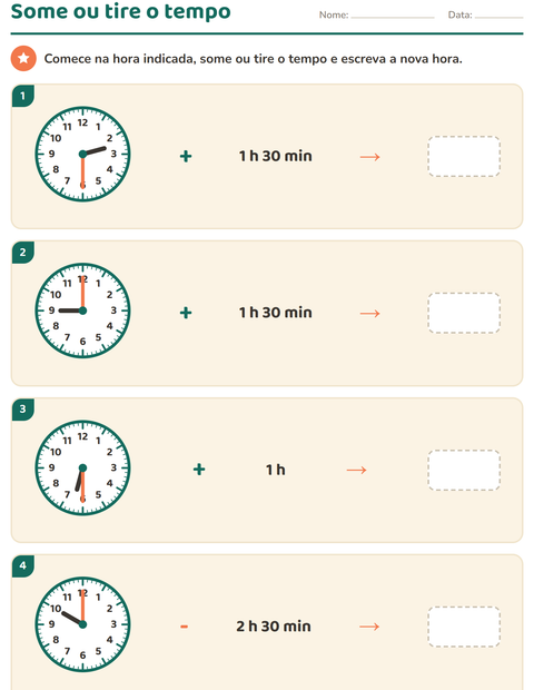 Pré-visualização da ficha de Ver as horas para 3º ano do ensino fundamental