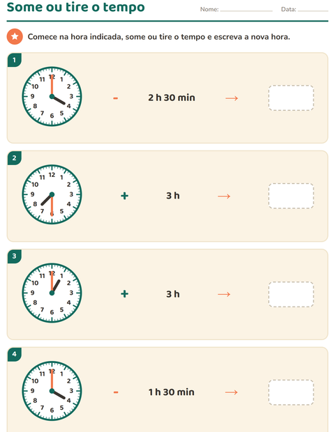Pré-visualização da ficha de Ver as horas para 3º ano do ensino fundamental