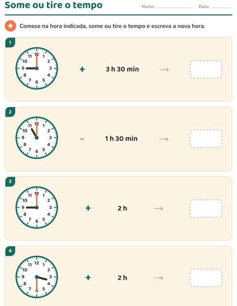 Pré-visualização da ficha de Ver as horas para 3º ano do ensino fundamental