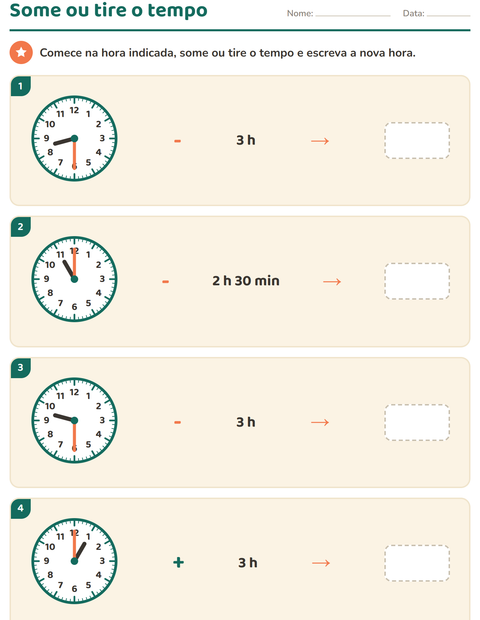 Pré-visualização da ficha de Ver as horas para 3º ano do ensino fundamental
