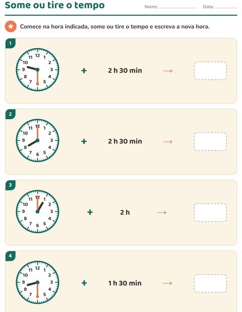Pré-visualização da ficha de Ver as horas para 3º ano do ensino fundamental