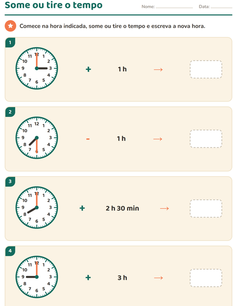 Pré-visualização da ficha de Ver as horas para 3º ano do ensino fundamental