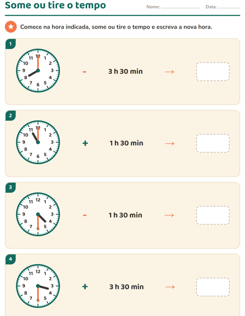 Pré-visualização da ficha de Ver as horas para 3º ano do ensino fundamental
