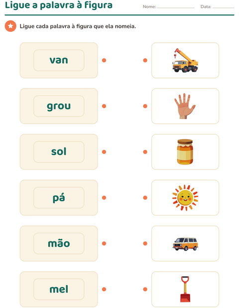 Pré-visualização da ficha de Vocabulário com figuras para Educação infantil (pré-escola, 5-7 anos)