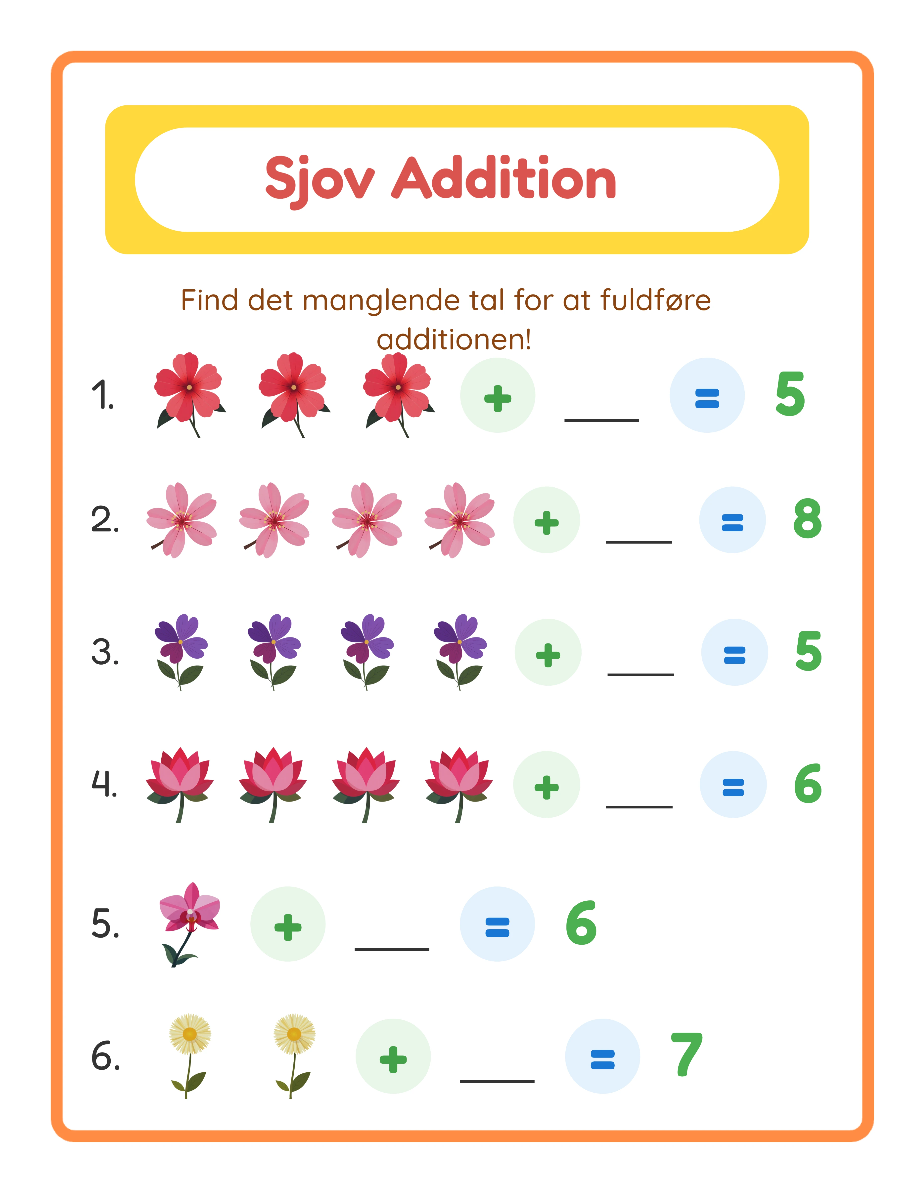 Addition-arbejdsark — sample 3