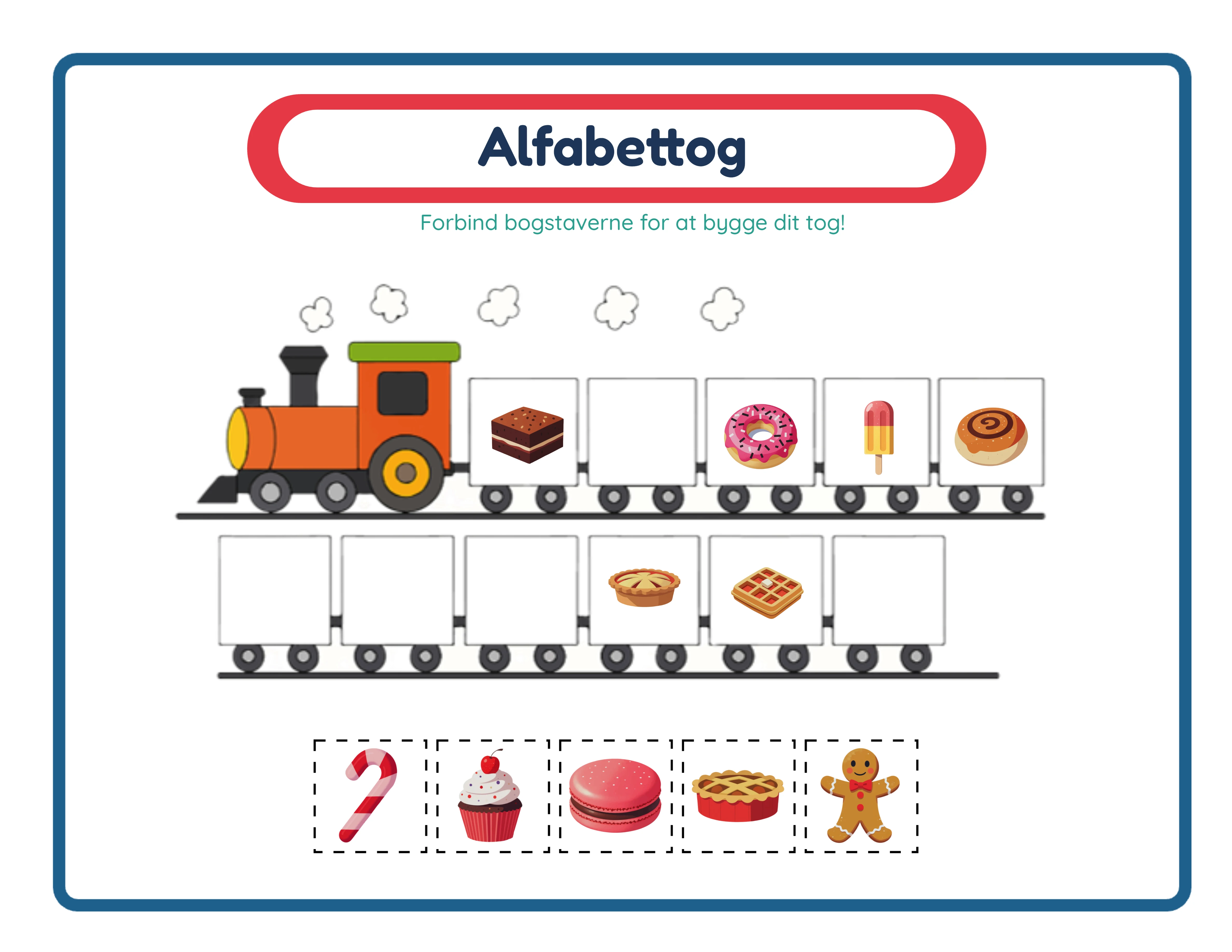 Alphabet Train-arbejdsark — avanceret niveau