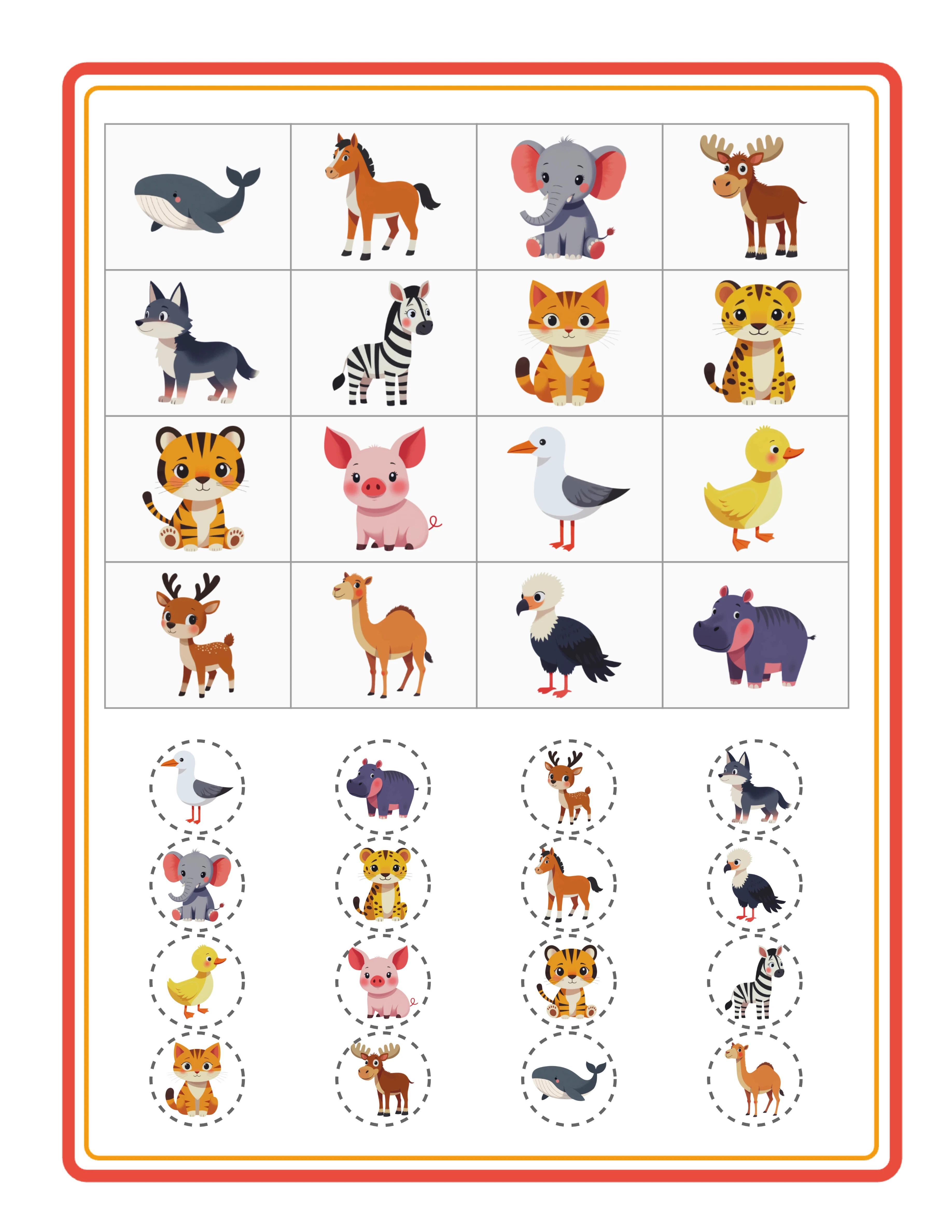 Bingo-arbejdsark — theme 7