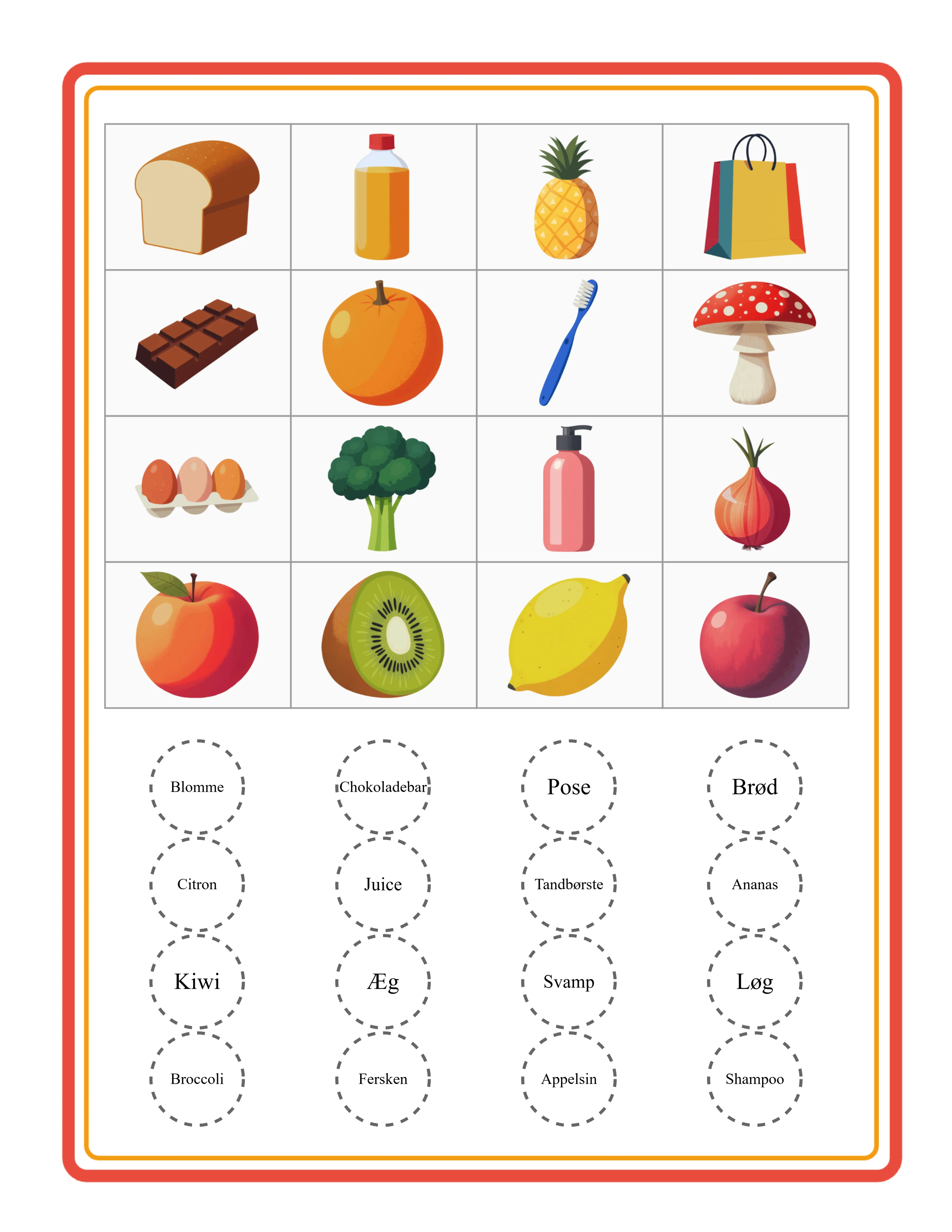 Bingo-arbejdsark — sample 3