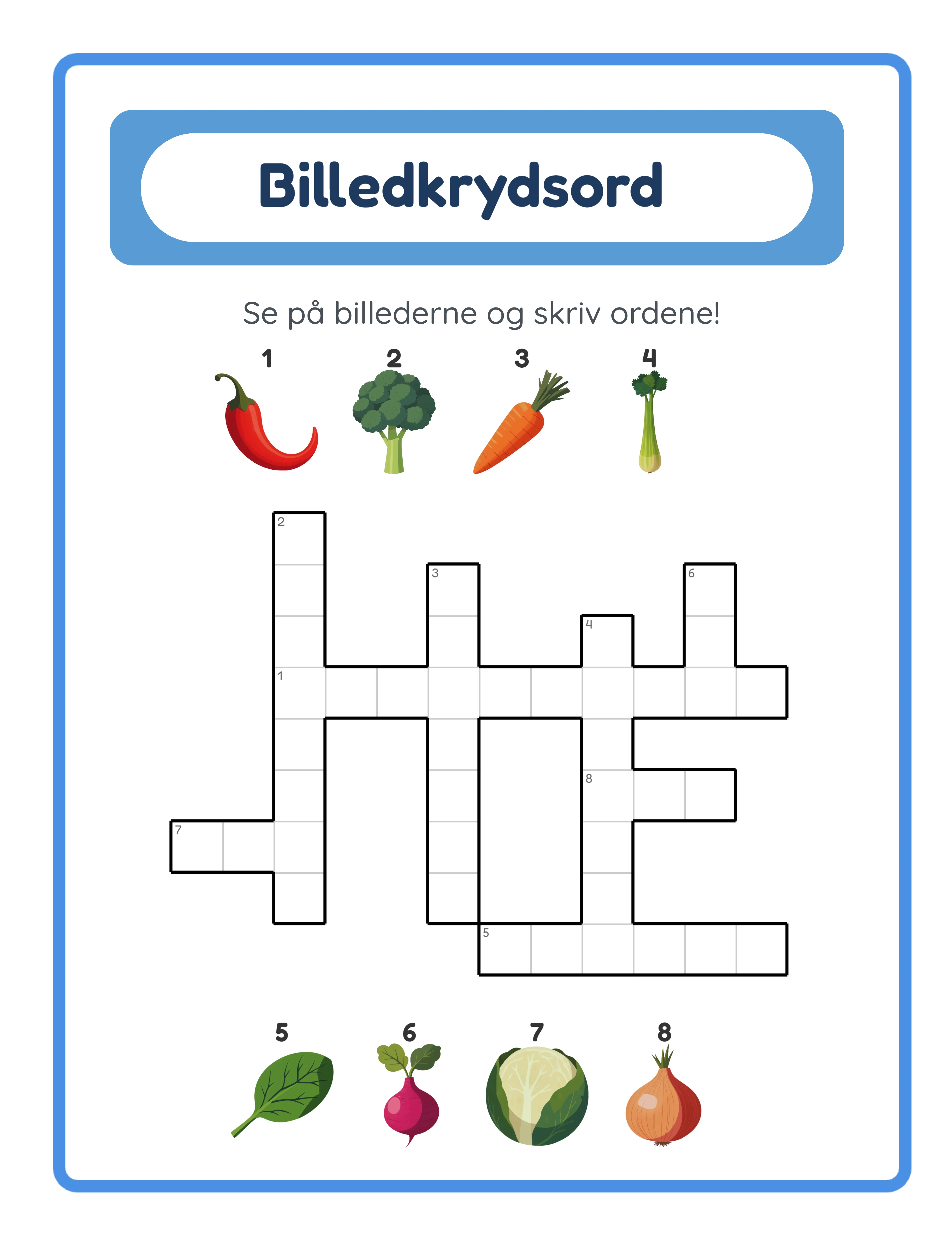 Crossword-arbejdsark — sample 2