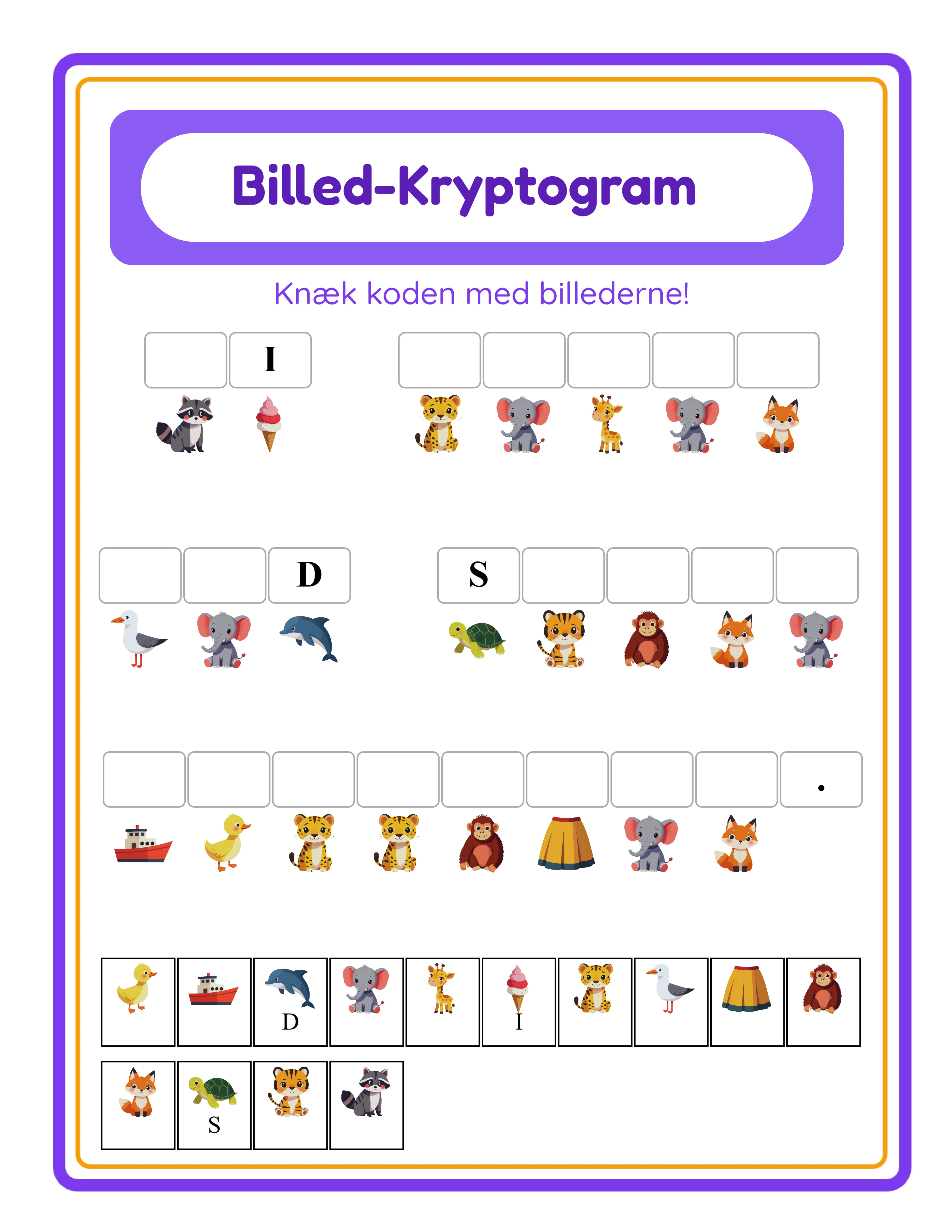 Eksempel Cryptogram-arbejdsark — prøv generatoren gratis