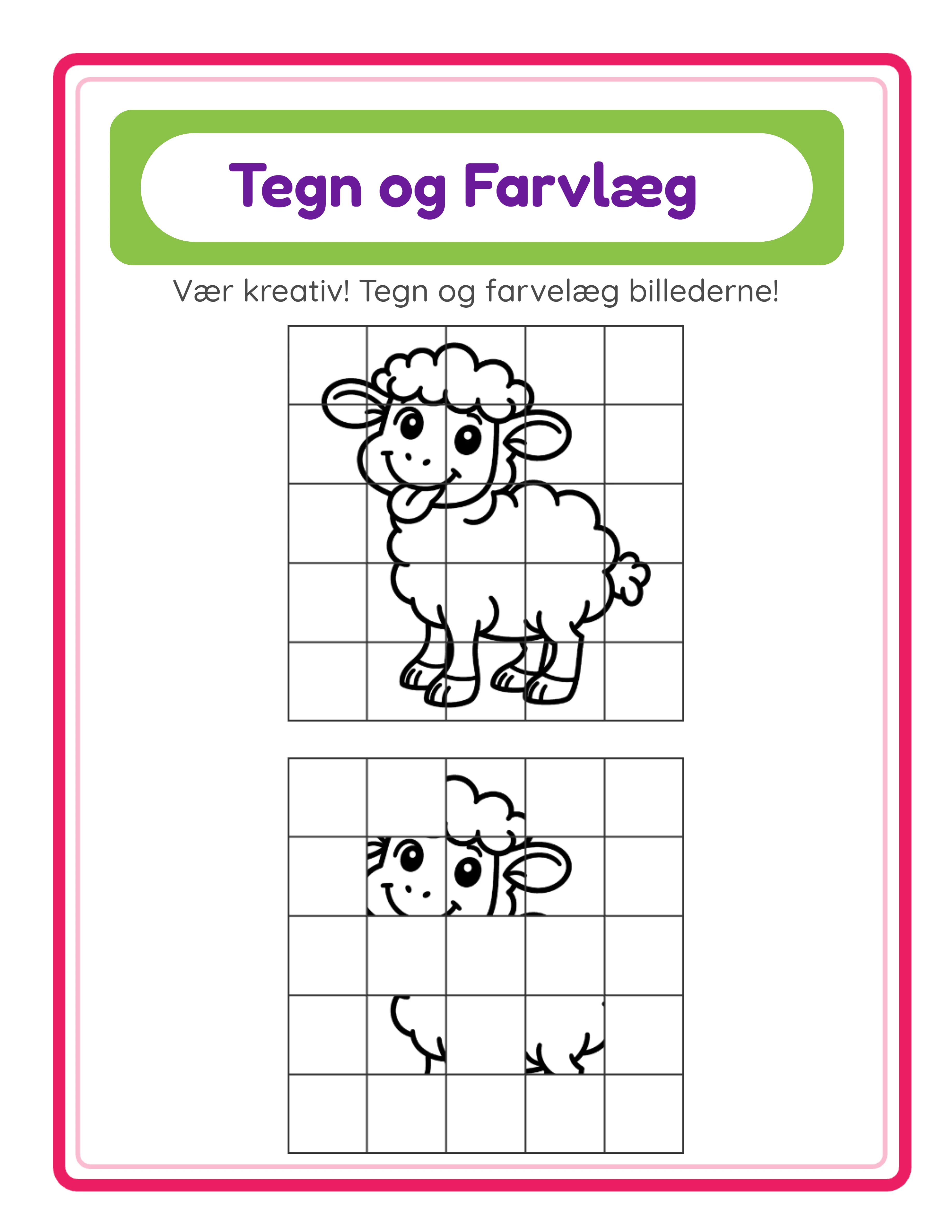 Eksempel Draw & Color-arbejdsark — prøv generatoren gratis