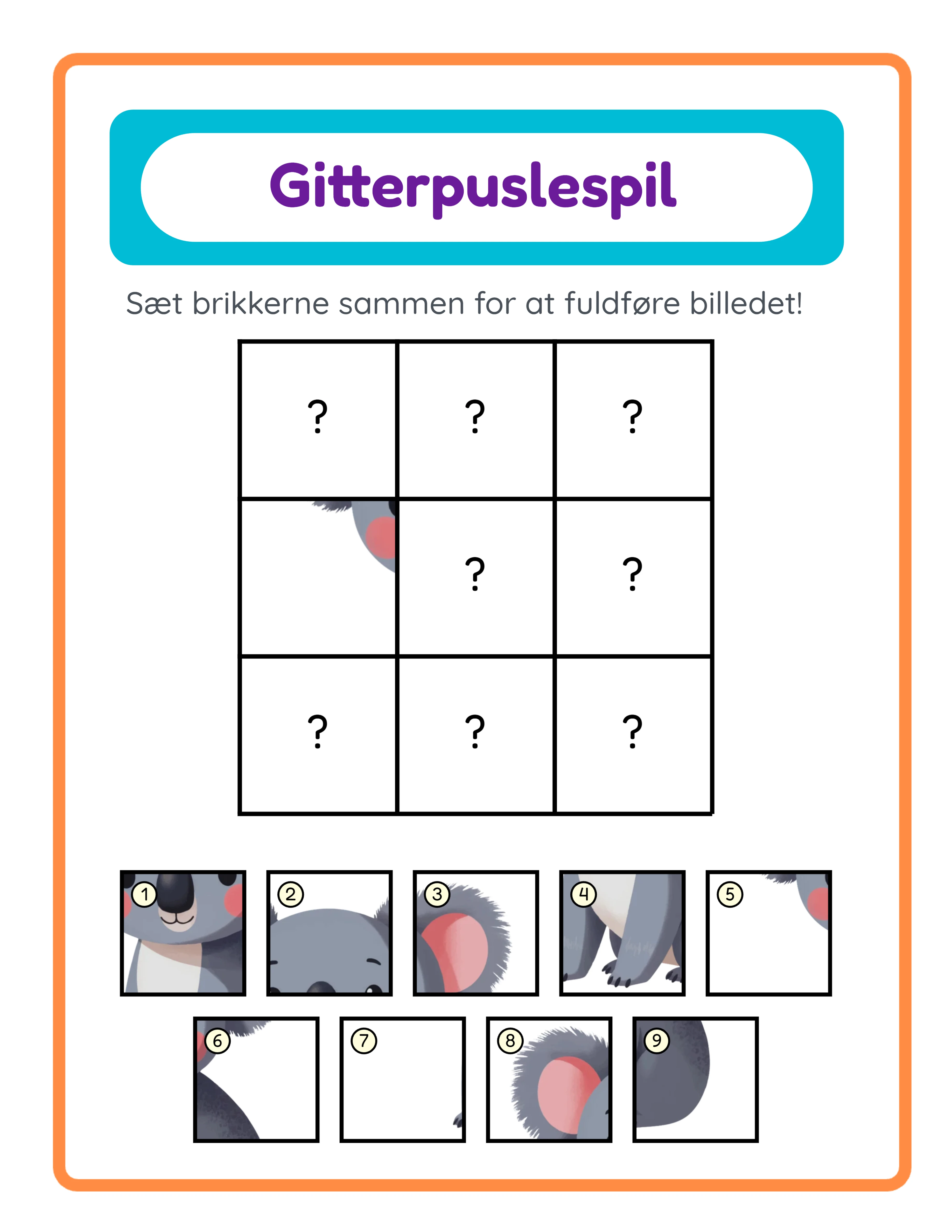 Grid Match-arbejdsark — avanceret niveau