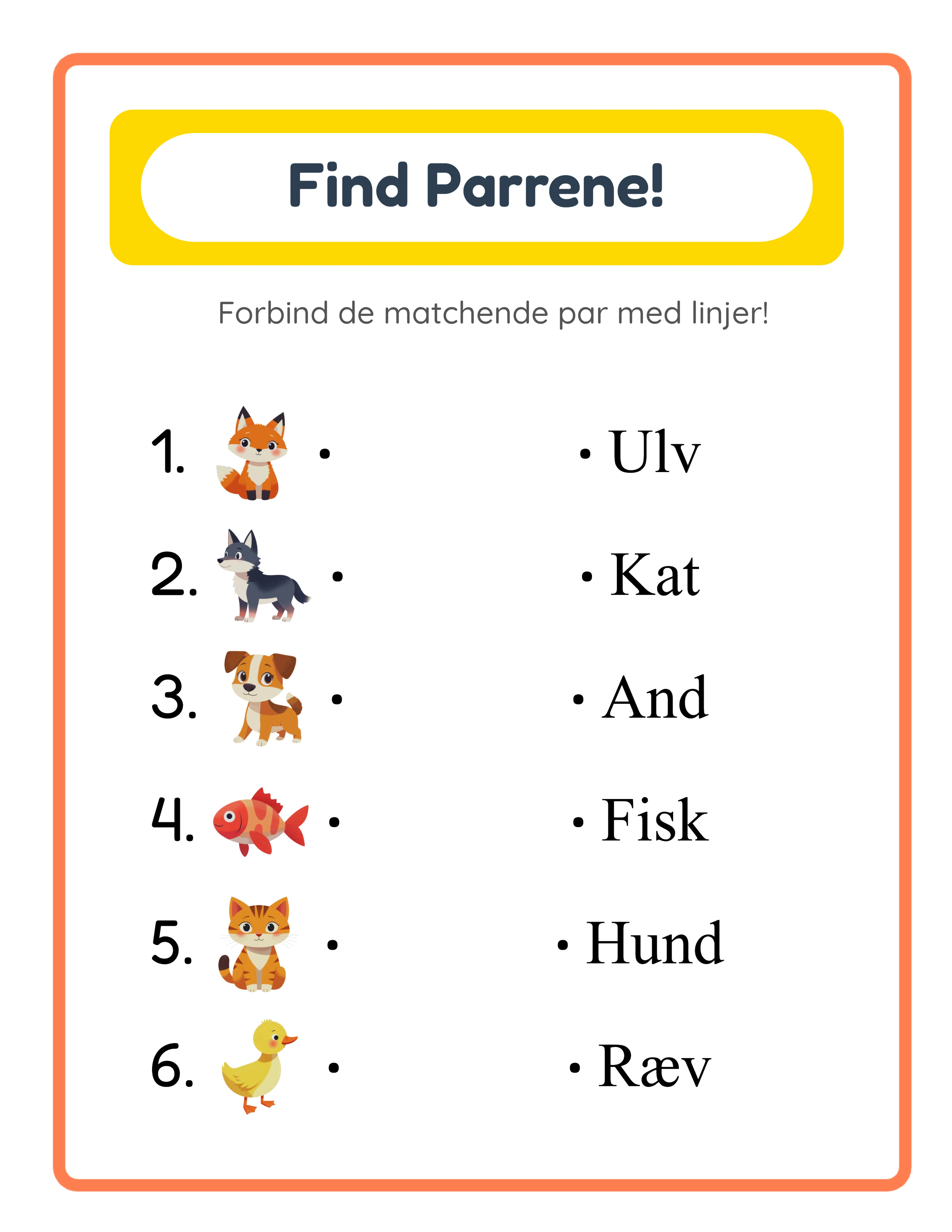 Matching-arbejdsark — theme 2