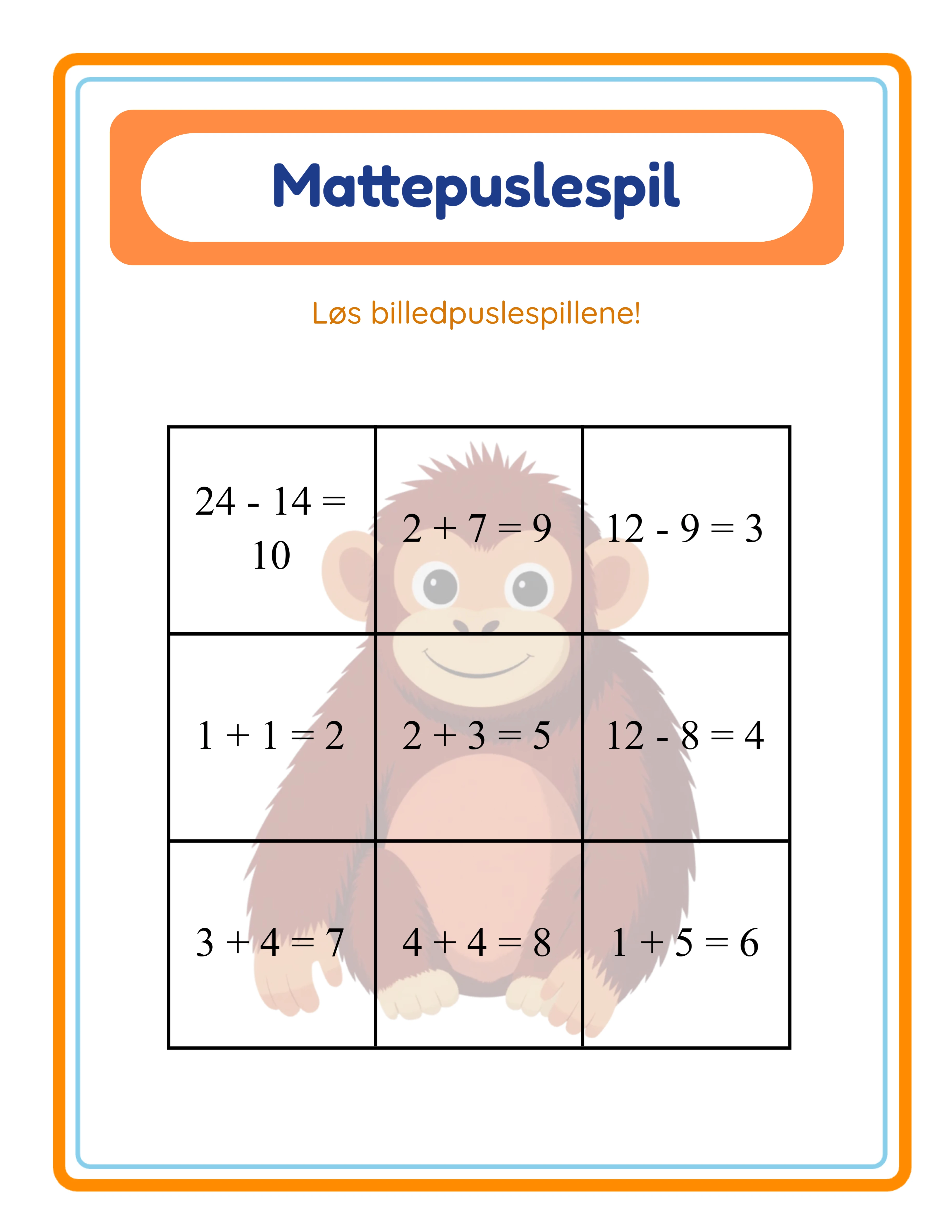 Math puzzle printable answer key