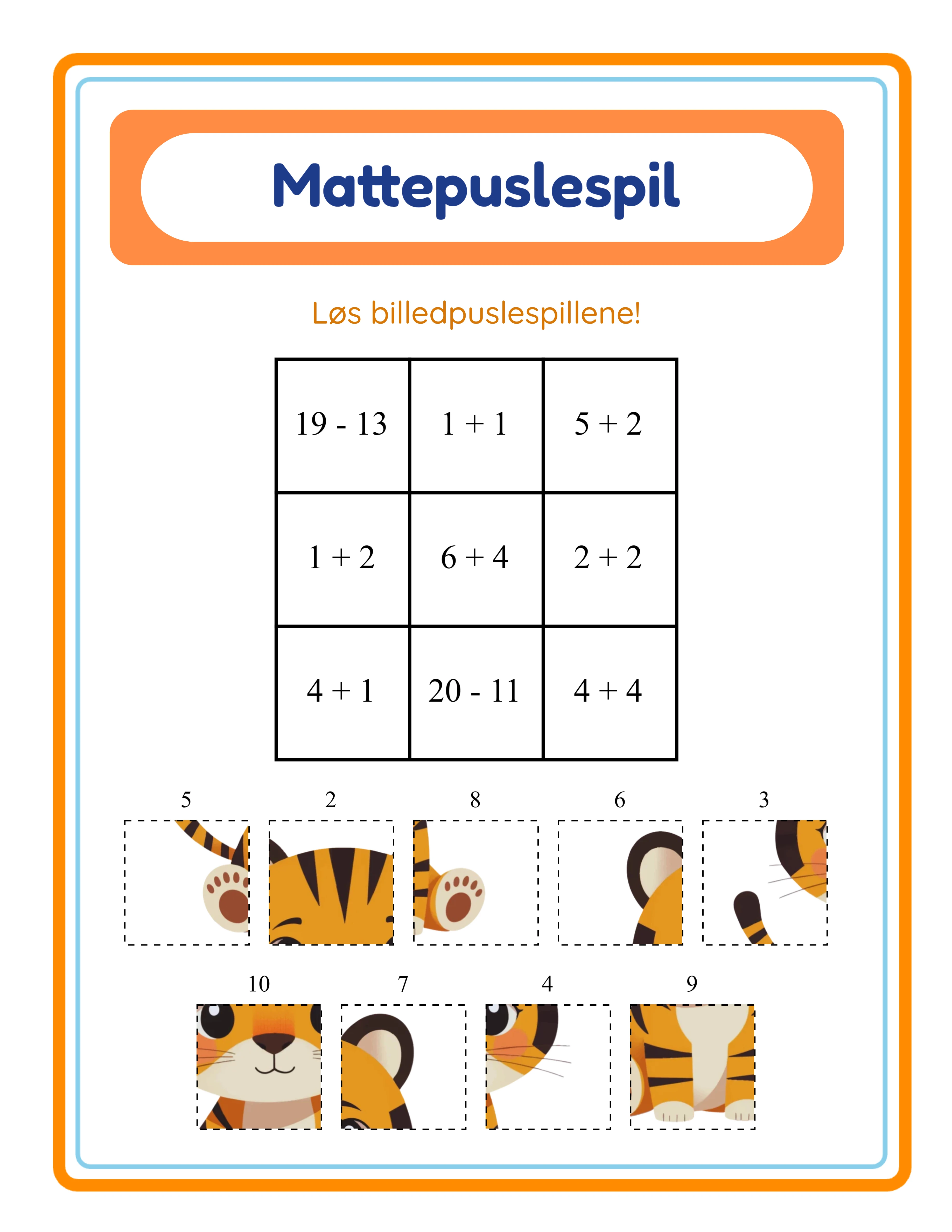 Math puzzle printable worksheet — themed picture reveal