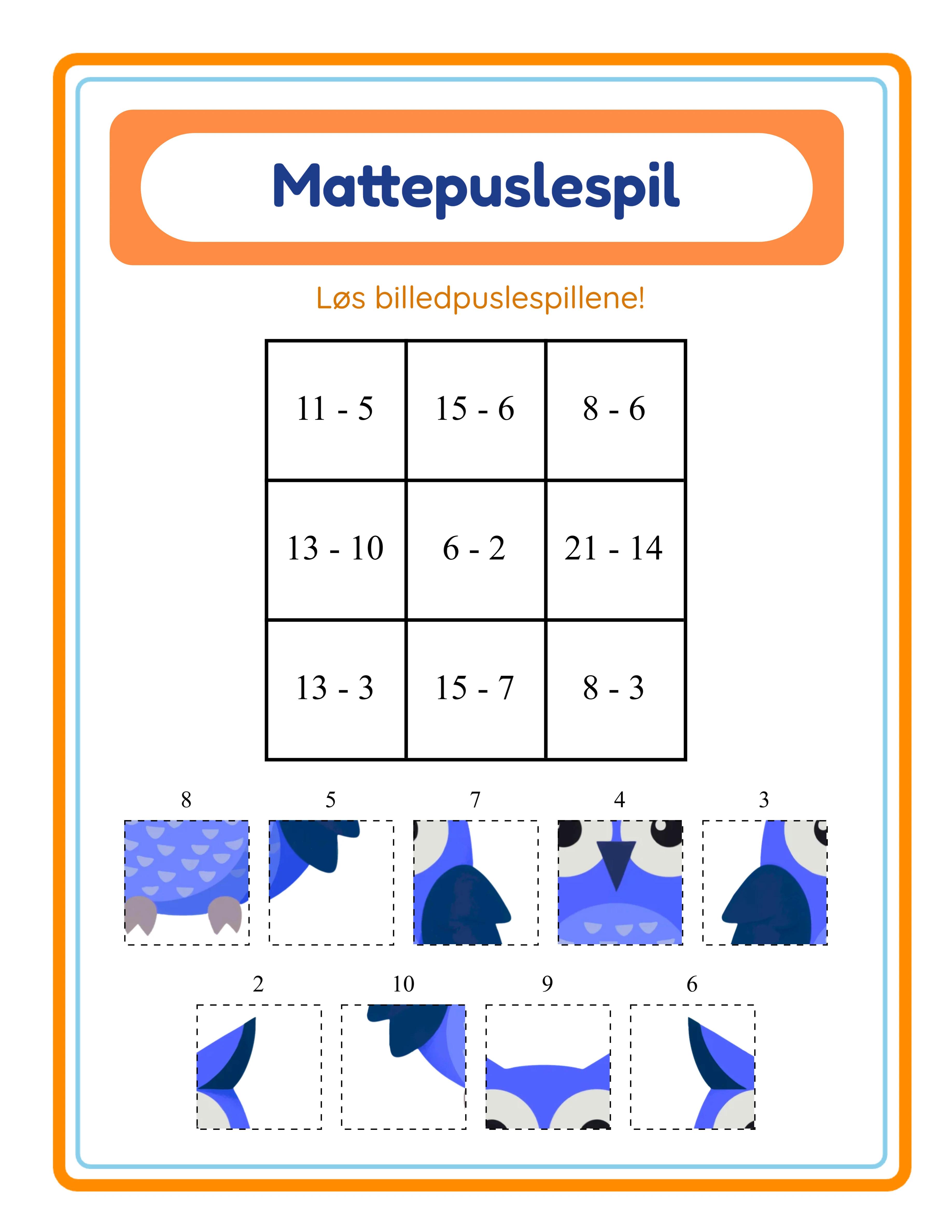 Professional math puzzle printable worksheet