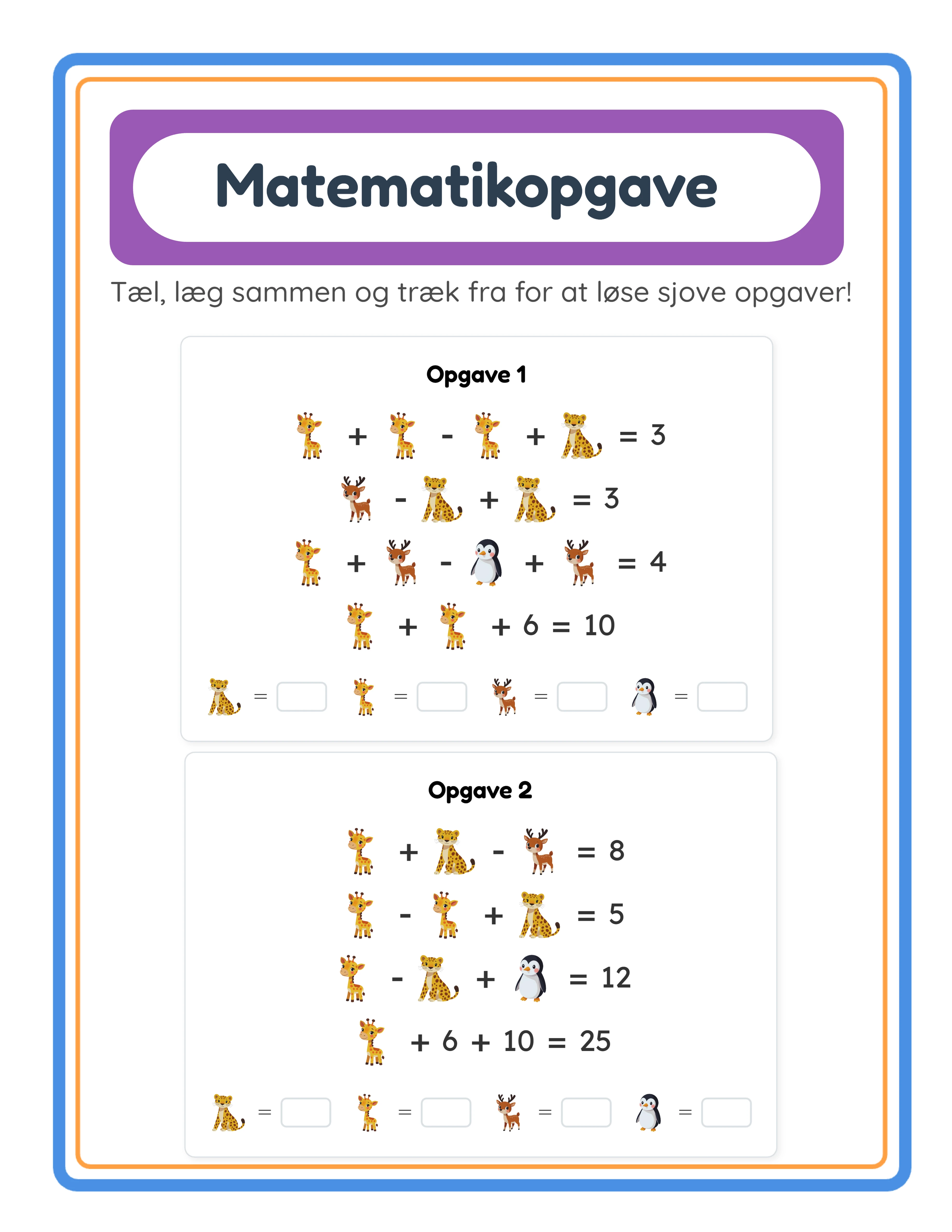 Math Worksheet-arbejdsark — sample 3