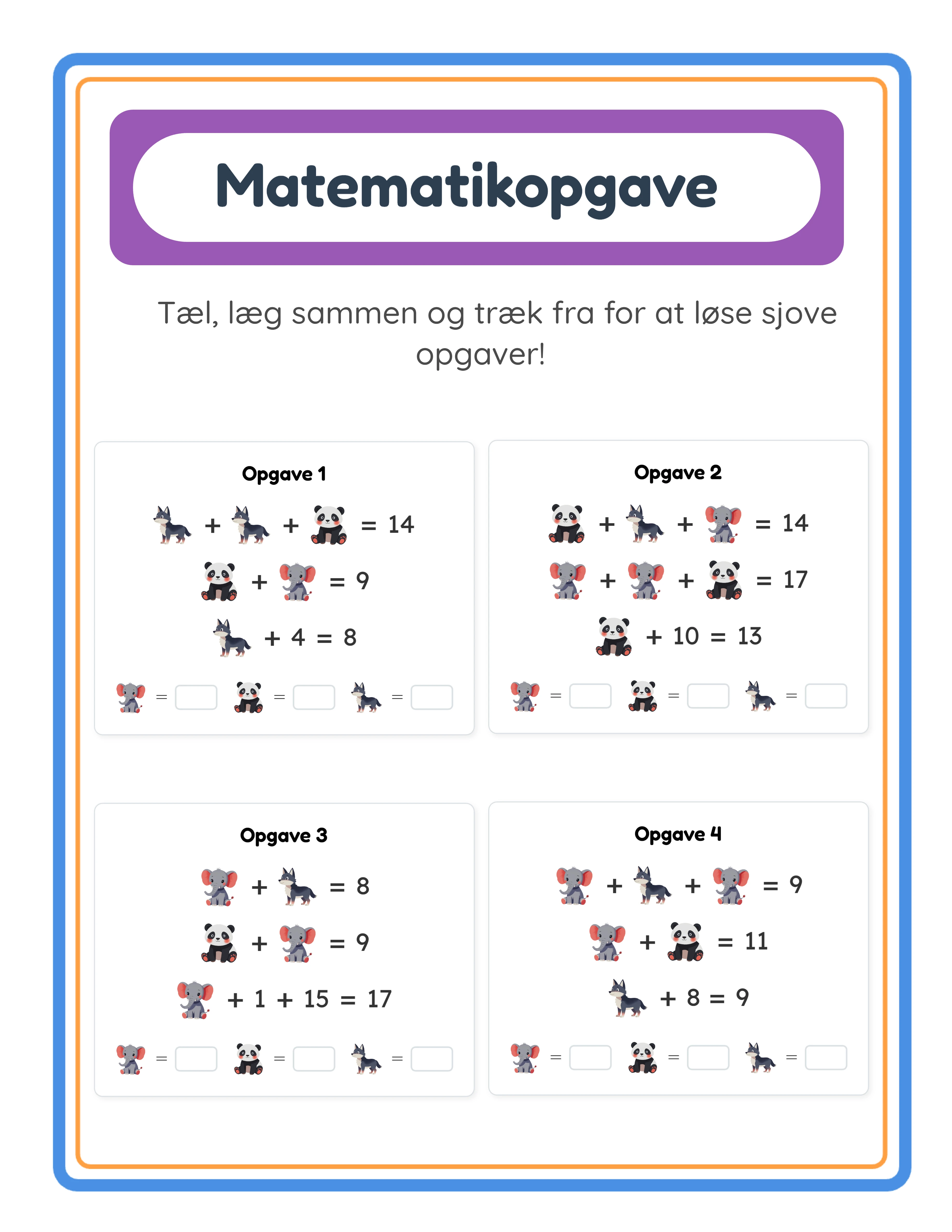 Matematikopgave mellemarbejdsark